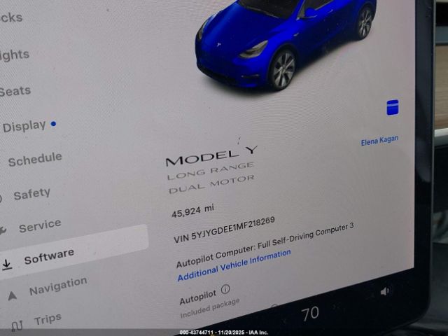 2021 TESLA MODEL Y 5YJYGDEE1MF218269 Photo 6