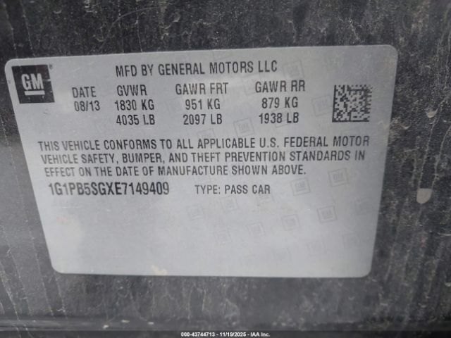 2014 CHEVROLET CRUZE 1G1PB5SGXE7149409 Photo 8