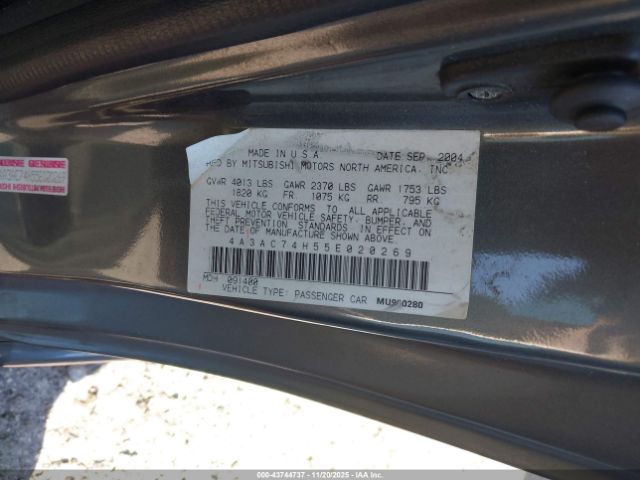 2005 MITSUBISHI ECLIPSE 4A3AC74H55E020269 Photo 8