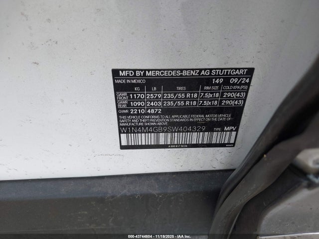 W1N4M4GB9SW404329 Mercedes-Benz GLB 250