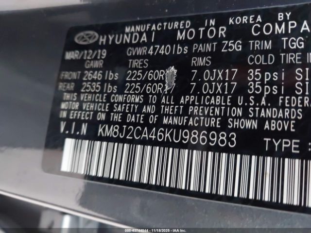 2019 HYUNDAI TUCSON KM8J2CA46KU986983 Photo 8