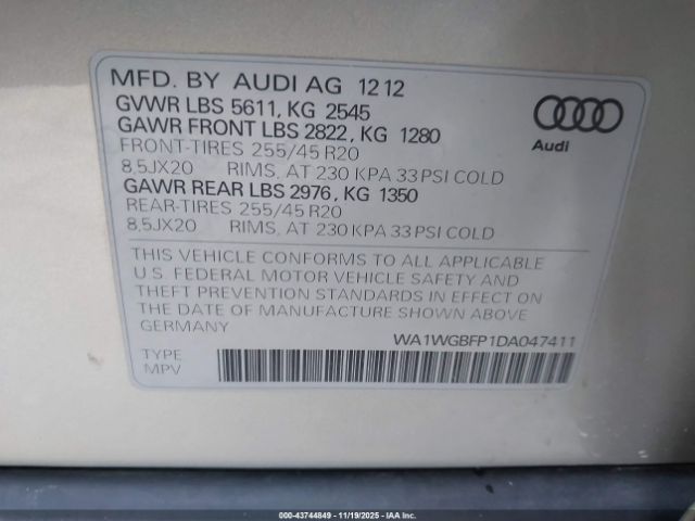 2013 AUDI Q5 WA1WGBFP1DA047411 Photo 8