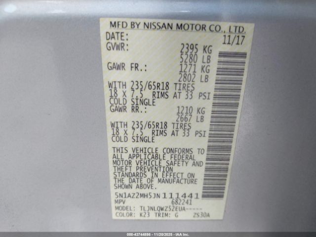 2018 NISSAN MURANO 5N1AZ2MH5JN111441 Photo 8