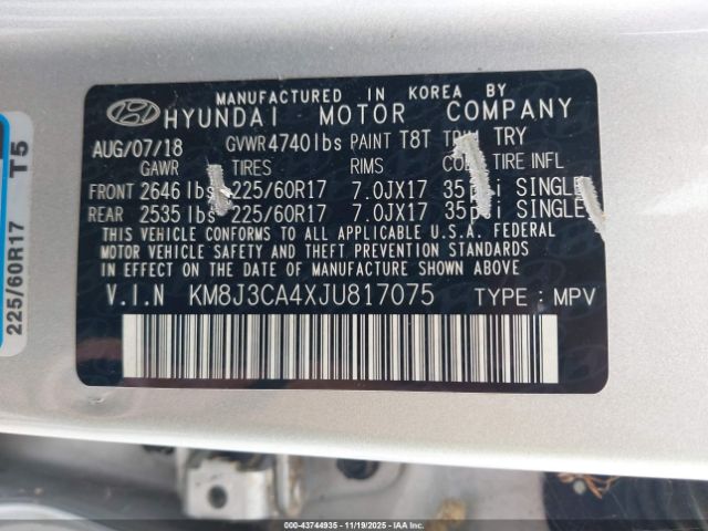 2018 HYUNDAI TUCSON KM8J3CA4XJU817075 Photo 8