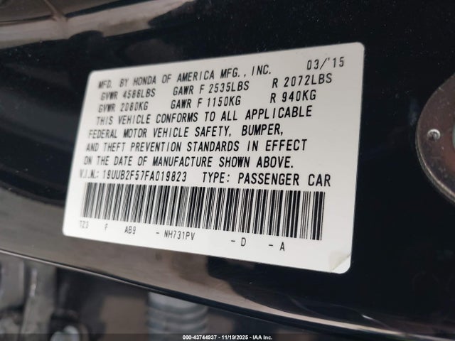 Aukcja sprzedaży 2015 Acura Tlx V6 Tech, vin: 19UUB2F57FA019823, numer aukcji: 43744937