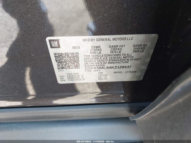 2019 GMC ACADIA 1GKKNMLS4KZ129537 Photo 8