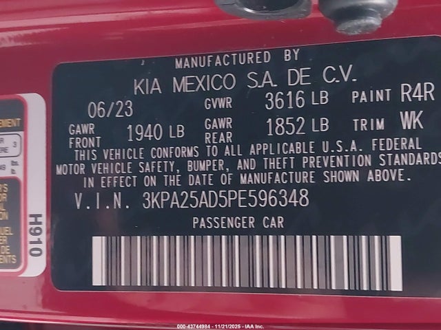 2023 KIA RIO 5-DOOR 3KPA25AD5PE596348 Photo 8