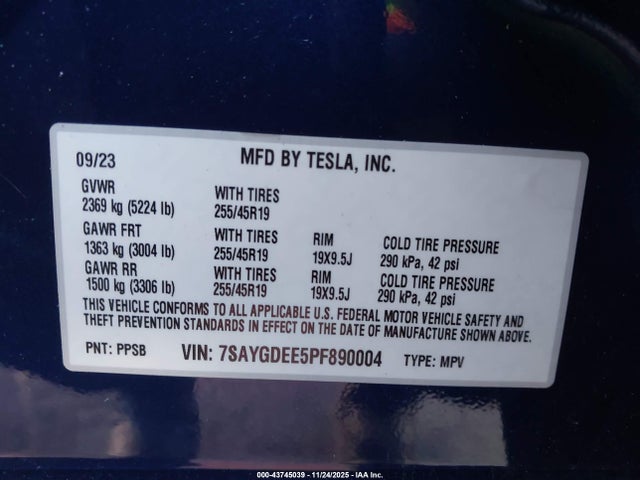 2023 TESLA MODEL Y 7SAYGDEE5PF890004 Photo 8
