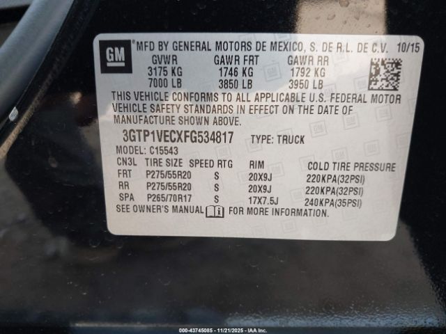 2015 GMC SIERRA 1500 3GTP1VECXFG534817 Photo 8