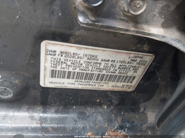 2004 MITSUBISHI LANCER JA3AJ26E74U061200 Photo 8