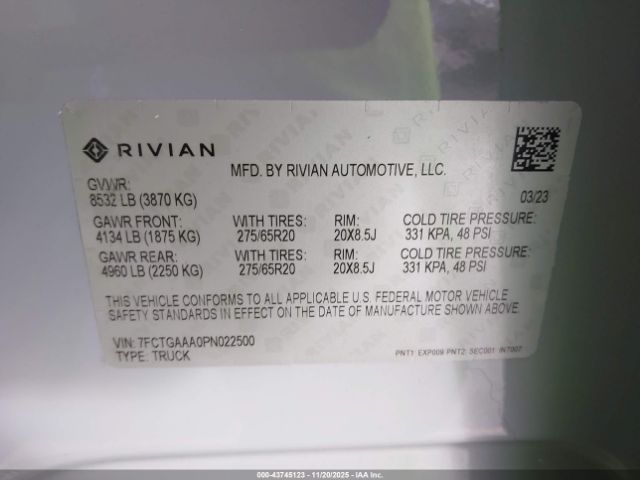 2023 RIVIAN R1T 7FCTGAAA0PN022500 Photo 8