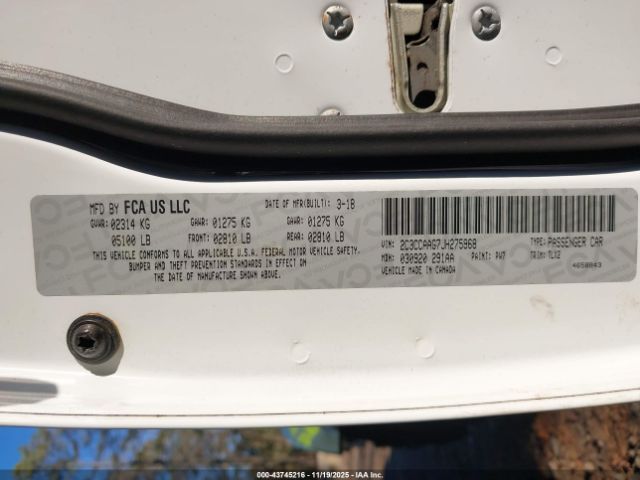 2018 CHRYSLER 300 2C3CCAAG7JH275968 Photo 8