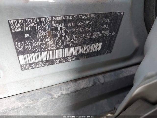Toyota Rav4 Adventure 2019 2T3J1RFVXKW001535 Image 9