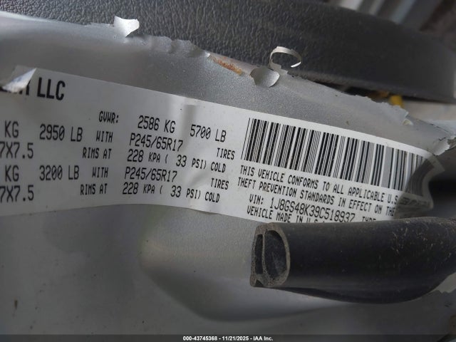 2009 JEEP GRAND CHEROKEE 1J8GS48K39C518937 Photo 8