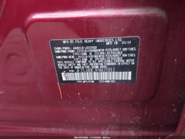 2015 SUBARU FORESTER JF2SJADC2FH421911 Photo 8