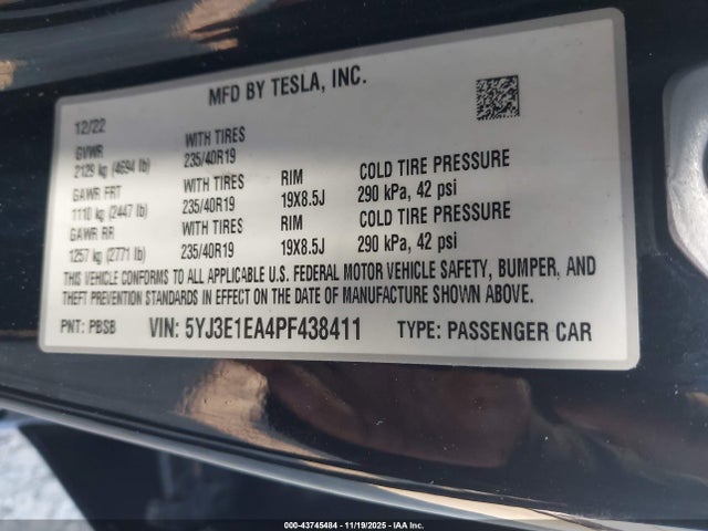 2023 TESLA MODEL 3 5YJ3E1EA4PF438411 Photo 8