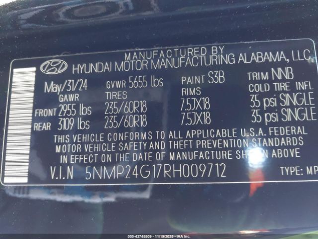 2024 HYUNDAI SANTA FE HYBRID 5NMP24G17RH009712 Photo 8
