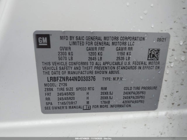 Aukcja sprzedaży 2022 Buick Envision Fwd Essence, vin: LRBFZNR44ND030376, numer aukcji: 43745620