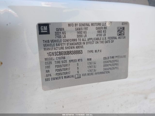 2011 CHEVROLET TAHOE 1GNSCBE06BR388863 Photo 8