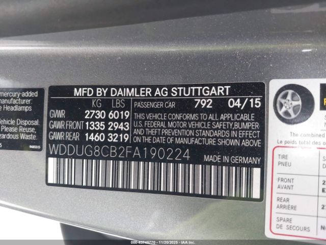 2015 MERCEDES-BENZ S 550 WDDUG8CB2FA190224 Photo 8