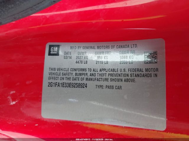 2014 CHEVROLET CAMARO 2G1FA1E33E9258924 Photo 8