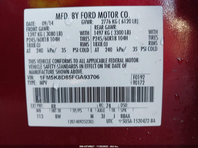 Ford Explorer 2015 1FM5K8D85FGA93706 Image 19