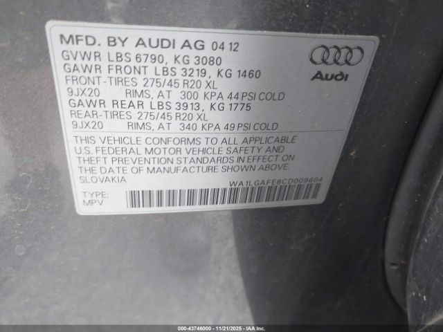 2012 AUDI Q7 WA1LGAFE8CD009604 Photo 8