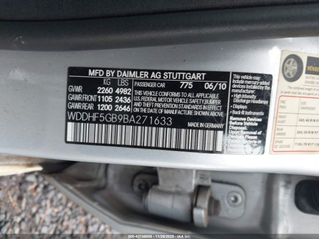 2011 MERCEDES-BENZ E 350 WDDHF5GB9BA271633 Photo 8