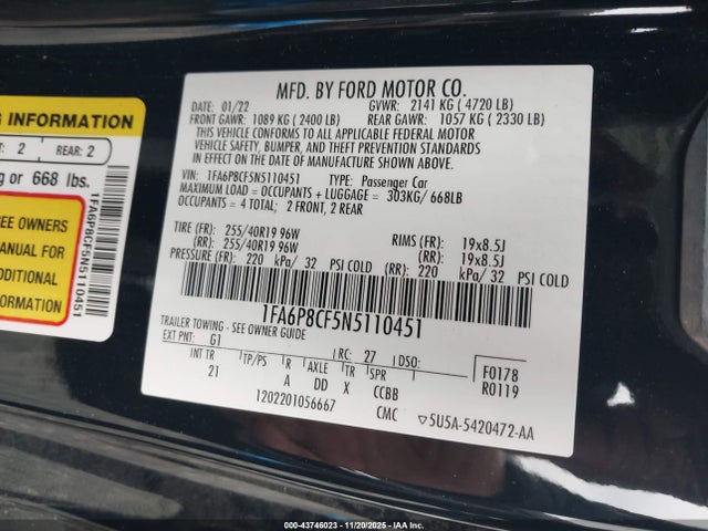 2022 FORD MUSTANG 1FA6P8CF5N5110451 Photo 8