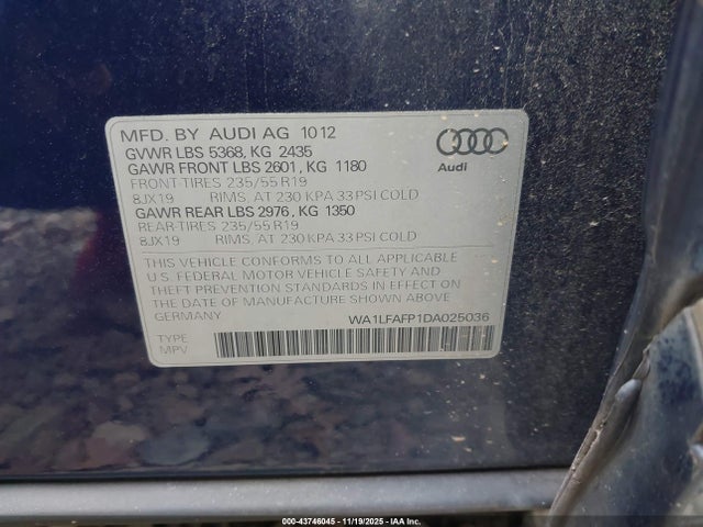 2013 AUDI Q5 WA1LFAFP1DA025036 Photo 8