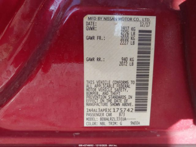 2018 NISSAN ALTIMA 1N4AL3AP8JC175742 Photo 8