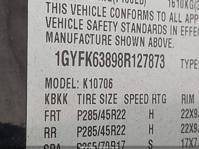 2008 CADILLAC ESCALADE 1GYFK63898R127873 Photo 8