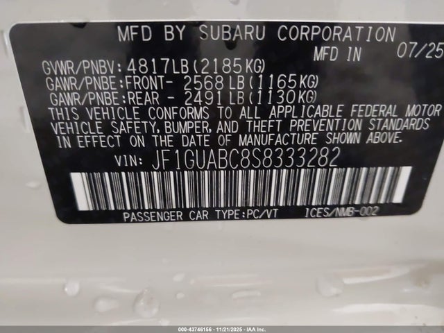 Subaru Impreza Base 5-door 2025 JF1GUABC8S8333282 Image 9