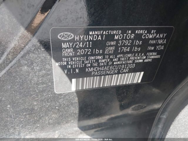 2012 HYUNDAI ELANTRA KMHDH4AE6CU191203 Photo 8