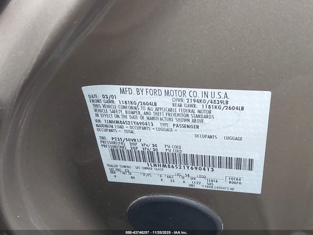 2001 LINCOLN LS 1LNHM86S21Y690413 Photo 8