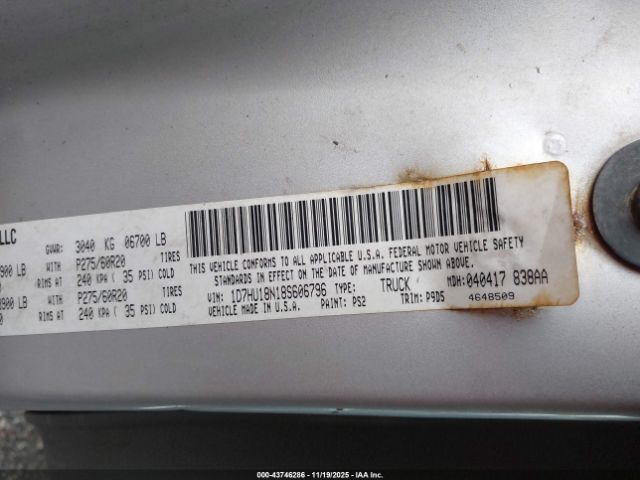 2008 DODGE RAM 1500 1D7HU18N18S606796 Photo 8