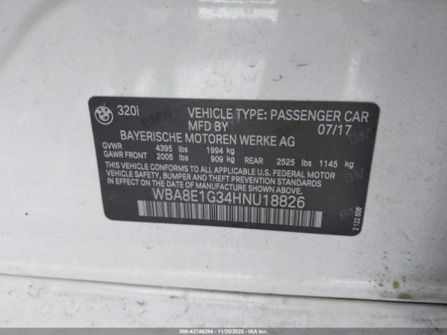 2017 BMW 320I WBA8E1G34HNU18826 Photo 8