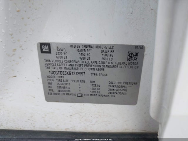 1GCGTDE3XG1372997 Chevrolet Colorado Z71