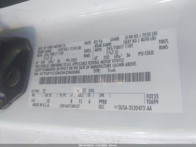 2016 FORD F-150 1FTNF1CG6GKD90586 Photo 8