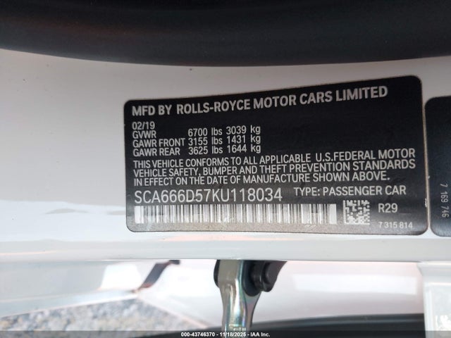 Rolls-Royce Dawn 2019 SCA666D57KU118034 Image 9
