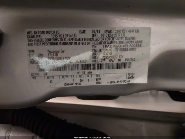 1FADP5AU4EL500556 Ford C-max Hybrid Se