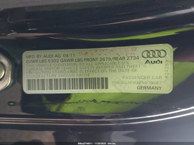 2011 AUDI S5 WAUCGAFH3BN019687 Photo 8