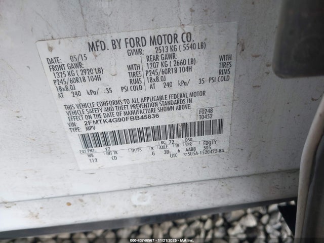 Ford EDGE SE 2015 2FMTK4G90FBB45836 Image 9
