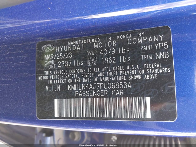 KMHLN4AJ7PU068534 Hyundai Elantra Hybrid Limited