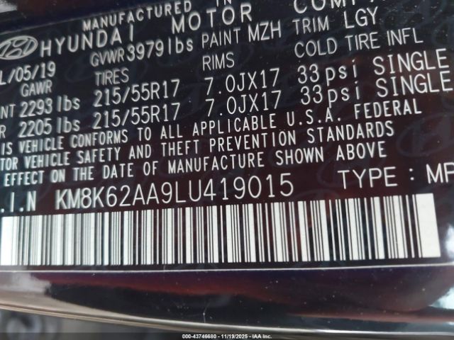 2020 HYUNDAI KONA KM8K62AA9LU419015 Photo 8