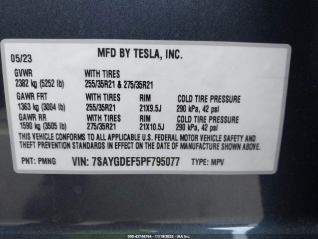 2023 TESLA MODEL Y 7SAYGDEF5PF795077 Photo 8