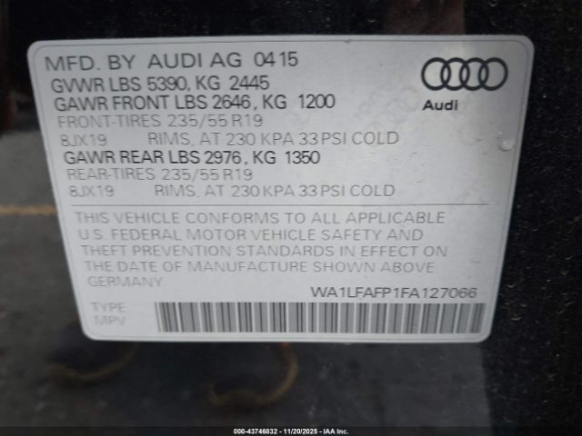 2015 AUDI Q5 WA1LFAFP1FA127066 Photo 8
