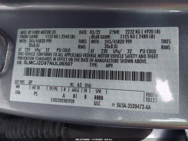 2022 LINCOLN CORSAIR 5LMCJ2D97NUL06507 Photo 10