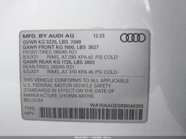 2024 AUDI Q8 E-TRON WA15AAGE5RB049393 Photo 8