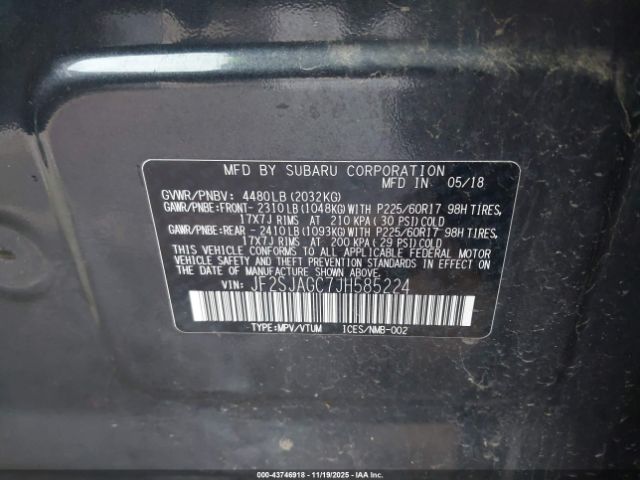 2018 SUBARU FORESTER JF2SJAGC7JH585224 Photo 8